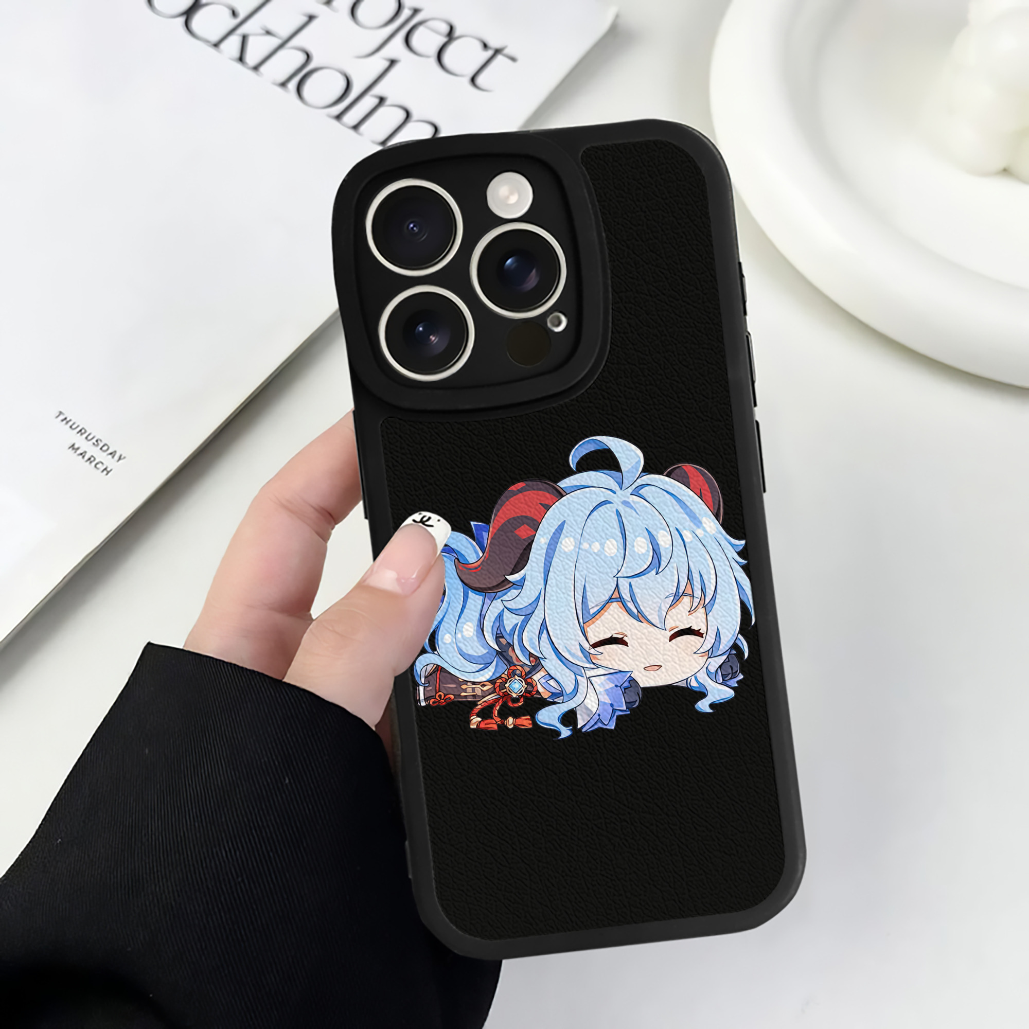 げんし神 甘雨 かんう genshin Ganyu 【iPhone 16シリーズ対応】シリコンスマホケース（レザー調） 材質：シリコン